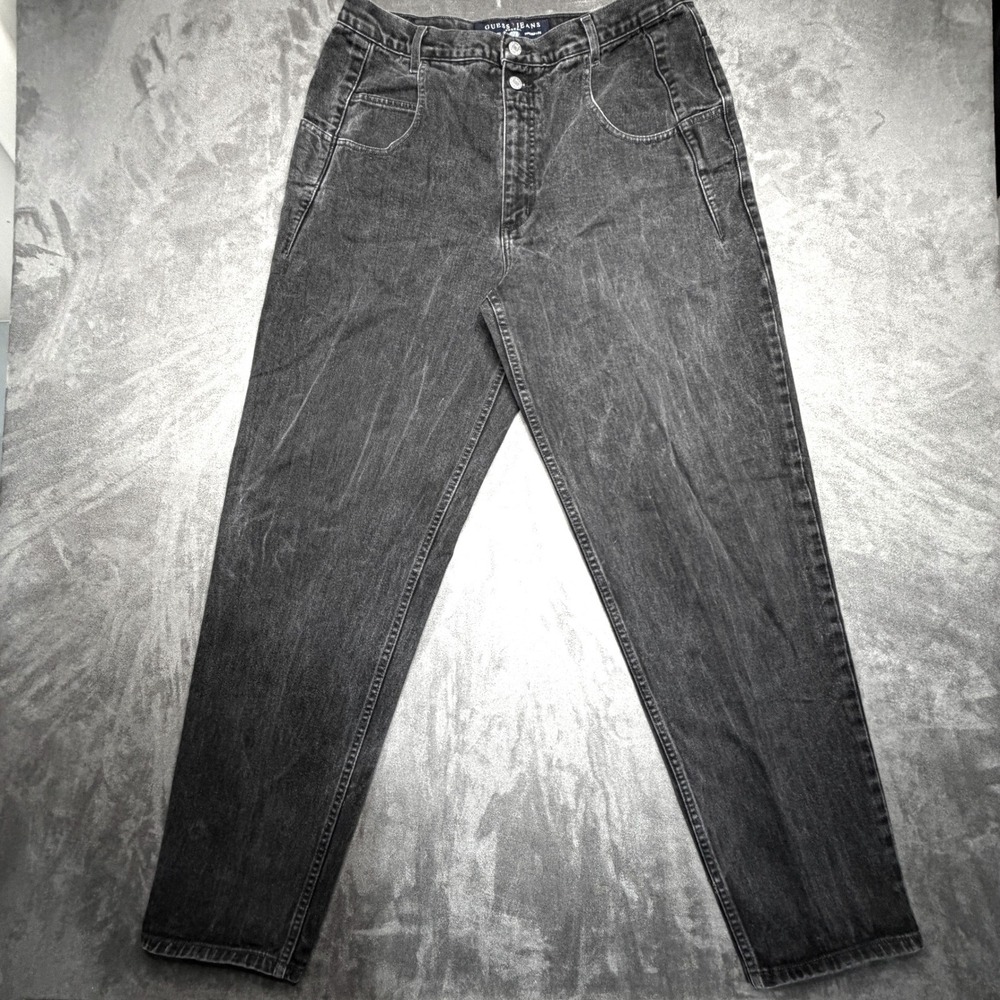 Vintage Guess Pascal Jeans Mens 36x32 Black Loose Fit Tapered Cotton Denim 90s